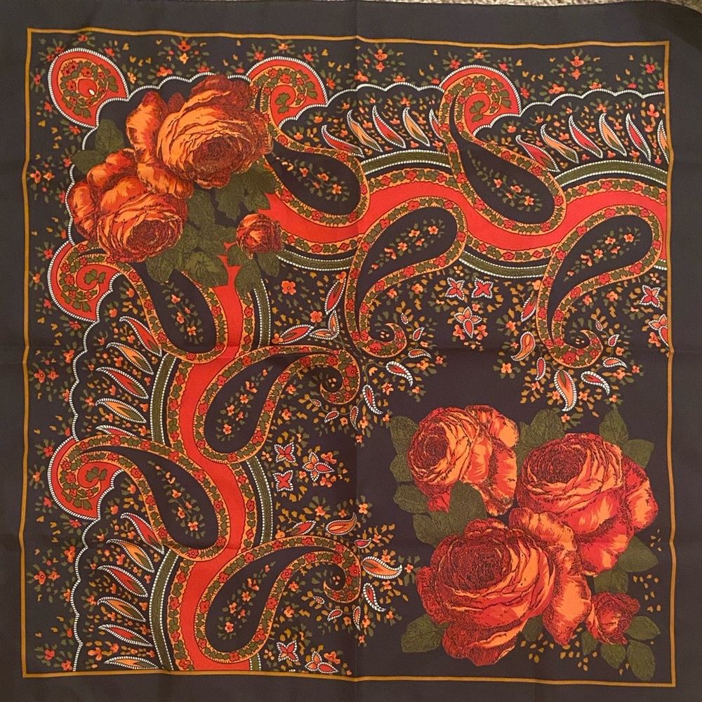 Floral Paisley Large Scarf Red/Blue. Italy. Excellent Condition.